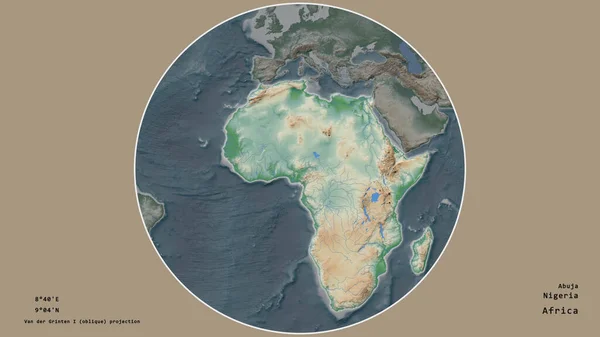 Das Gebiet Nigerias Zentriert Kreis Seinen Kontinent Auf Dem Ungesättigten — Stockfoto