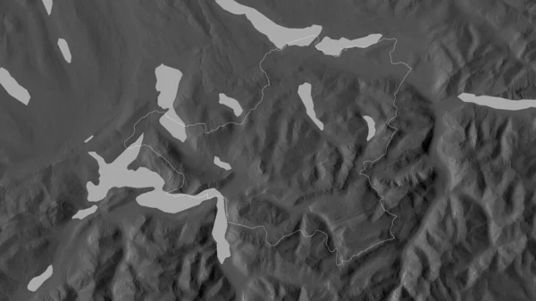 Schwyz Canton Switzerland Grayscaled Map Lakes Rivers Shape Outlined Its — Stock Photo, Image