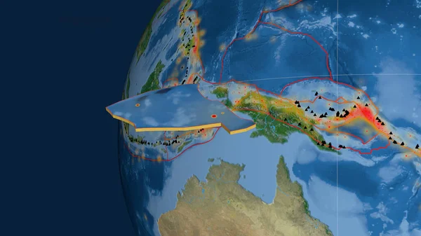 Manus Tektonische Platte Extrudiert Und Präsentiert Gegen Den Globus Satellitenbilder — Stockfoto