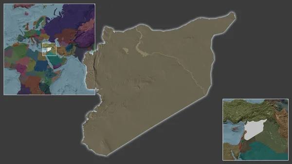 Primer Plano Siria Ubicación Región Centro Mapa Mundial Gran Escala —  Fotos de Stock