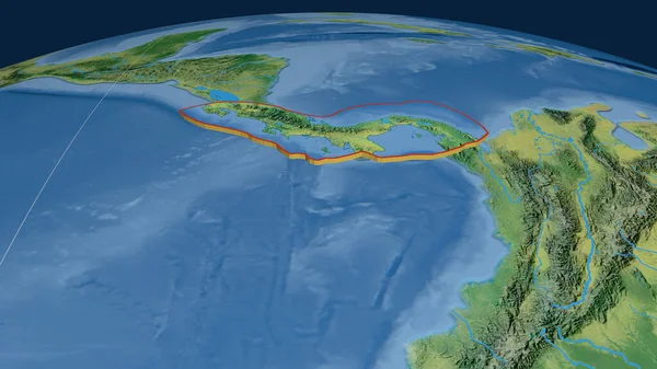 Placa Tectônica Panamá Extrudida Globo Mapa Topográfico Renderização — Fotografia de Stock
