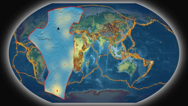 Płyta Tektoniczna Niuafou Ekstrudowana Prezentowana Globalnej Mapie Pomocy Topograficznej Projekcji — Zdjęcie stockowe