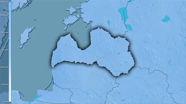 Precipitation Wettest Quarter Latvia Area Stereographic Projection Legend Raw Composition — Stock Photo, Image