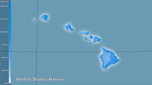 米国ハワイ地域内で最も寒い四半期の降水量の凡例と立体投影 主な組成 — ストック写真