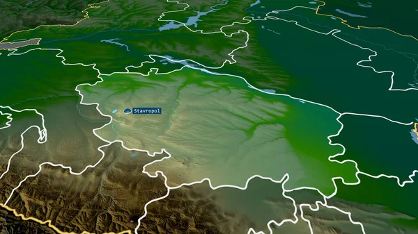 Stavropol Oroszország Területe Nagyított Kiemelte Tőke Fizikai Tájképi Jellemzők Renderelés — Stock Fotó