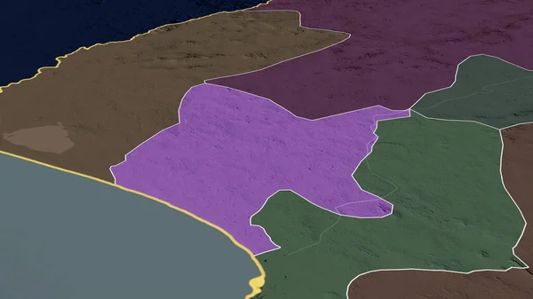 Bomi Contea Della Liberia Ingrandita Evidenziata Mappa Colorata Urtata Della — Foto Stock