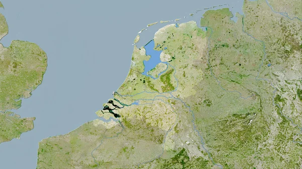 Niederlande Auf Dem Satelliten Eine Karte Der Stereographischen Projektion Rohzusammensetzung — Stockfoto