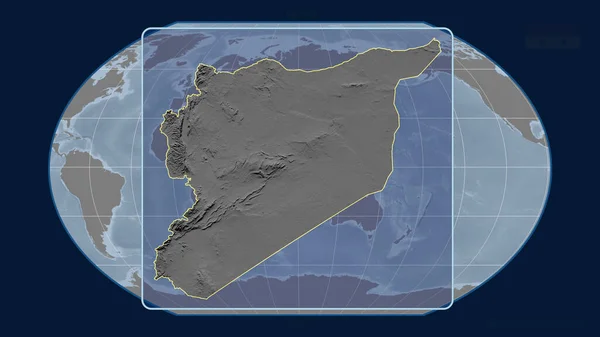 Vista Ampliada Del Contorno Siria Con Líneas Perspectiva Contra Mapa —  Fotos de Stock