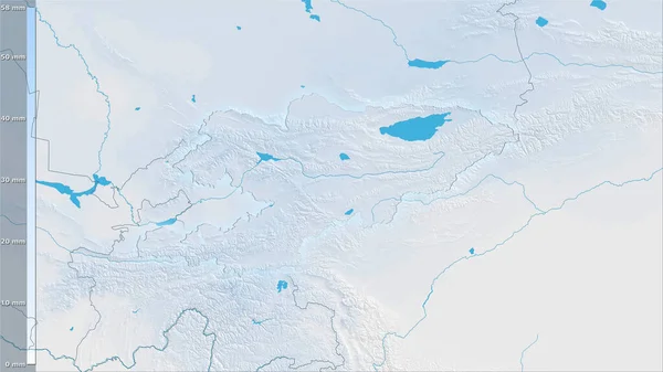 Nederbörd Torraste Månaden Inom Kirgizistan Området Stereografisk Projektion Med Legend — Stockfoto