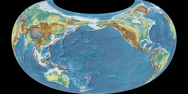 Mapa Świata Projekcji Raisz Armadillo Skupiona 170 Zachodniej Długości Geograficznej — Zdjęcie stockowe