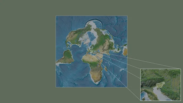 Área Expandida Ampliada Eslovênia Extraída Mapa Larga Escala Mundo Com — Fotografia de Stock