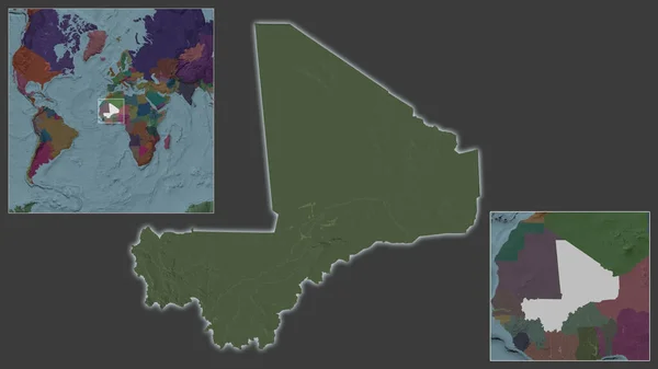 Nahaufnahme Von Mali Und Seiner Lage Der Region Und Zentrum — Stockfoto