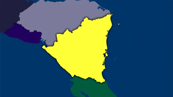 Nicarágua Área Mapa Divisões Administrativas Projeção Estereográfica Composição Bruta Camadas — Fotografia de Stock