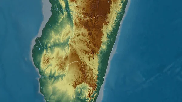 Fianarantsoa Autonomous Province Madagascar Colored Relief Lakes Rivers Shape Outlined — Stock Photo, Image