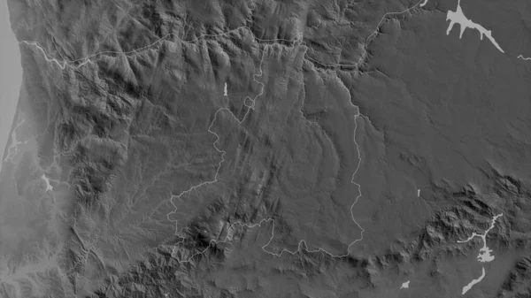 Guarda Dzielnica Portugalii Mapa Szarości Jeziorami Rzekami Kształt Nakreślony Stosunku — Zdjęcie stockowe