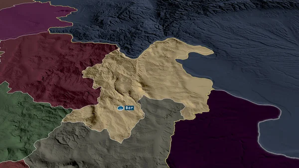 Borski Distretto Della Serbia Ingrandito Evidenziato Con Capitale Mappa Colorata — Foto Stock