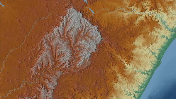 Лесото Крупный План Страны Очертаний Топографическая Рельефная Карта — стоковое фото