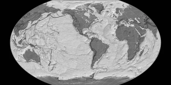 Mapa Świata Projekcji Winkel Tripel Skupiona Zachodniej Długości Geograficznej Dwupoziomowa — Zdjęcie stockowe