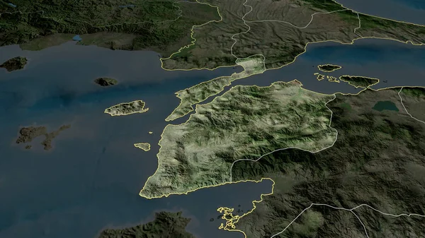 Canakkale Provincia Turquía Zoomed Destacó Imágenes Satélite Renderizado — Foto de Stock