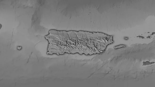 Περιοχή Πουέρτο Ρίκο Στον Υψομετρικό Χάρτη Bilevel Στην Στερεογραφική Προβολή — Φωτογραφία Αρχείου