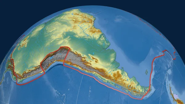 Płyta Tektoniczna Ameryki Południowej Zarysowana Kuli Ziemskiej Mapa Pomocy Topograficznej — Zdjęcie stockowe