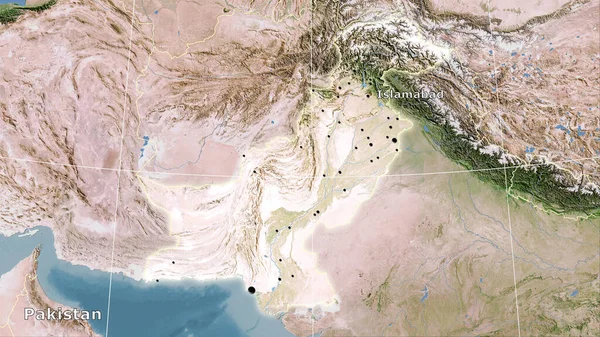 Pakistan Zone Sur Carte Satellite Dans Projection Stéréographique Composition Principale — Photo