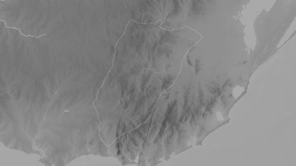 Lavalleja Uruguay Departmanı Gölleri Nehirleri Olan Gri Tonlu Bir Harita — Stok fotoğraf