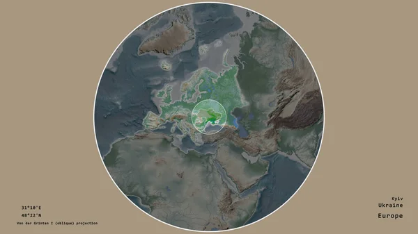 Zone Ukraine Marquée Par Cercle Sur Carte Grande Échelle Continent — Photo