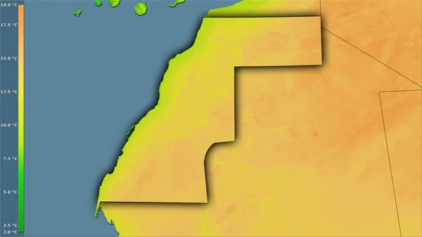 Variación Media Temperatura Diurna Dentro Del Área Del Sáhara Occidental — Foto de Stock