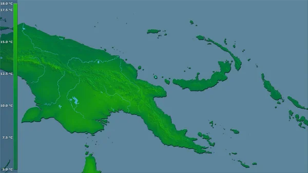 Mittlere Jährliche Temperaturschwankung Gebiet Papua Neuguineas Der Stereographischen Projektion Mit — Stockfoto