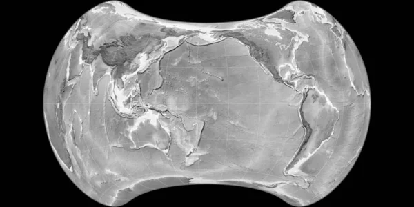 Světová Mapa Projekci Strebe Equal Area 170 Západní Délky Výškové — Stock fotografie