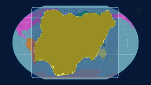 Vista Ampliada Del Esquema Nigeria Con Líneas Perspectiva Contra Mapa — Foto de Stock