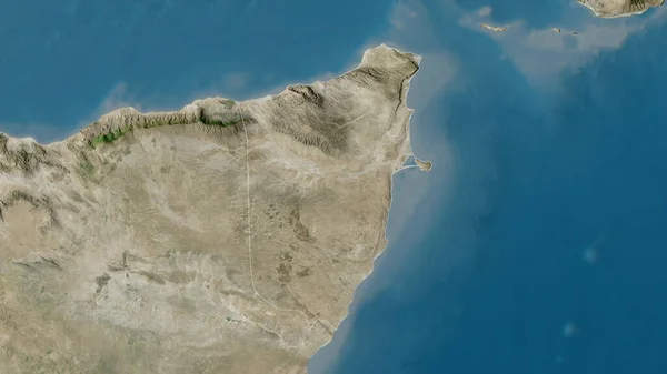 ソマリアのバーリ地方 衛星画像 形状は その国の領域に対して概説 3Dレンダリング — ストック写真