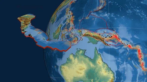Płyta Tektoniczna Woodlark Wytłaczana Prezentowana Kuli Ziemskiej Mapa Pomocy Topograficznej — Zdjęcie stockowe