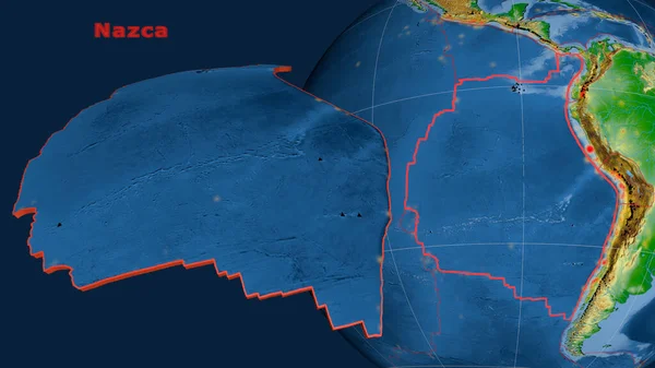 Nazca Tektonische Platte Beschrieben Extrudiert Und Gegen Den Globus Präsentiert — Stockfoto