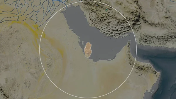 Ampliata Area Del Qatar Circondata Cerchio Sullo Sfondo Del Suo — Foto Stock