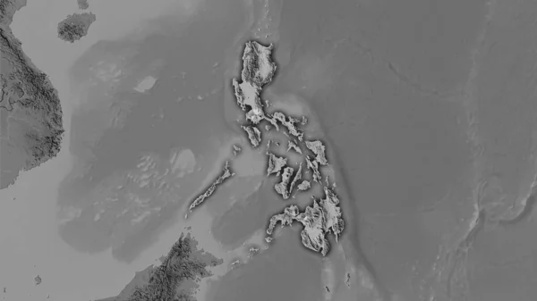 Área Filipinas Mapa Elevación Escala Grises Proyección Estereográfica Composición Cruda — Foto de Stock