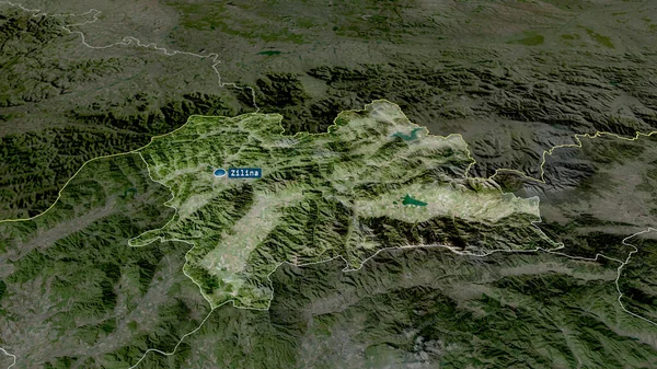 Zilinskij Regionen Slovakia Zoomet Ble Markert Med Kapital Satellittbilder Gjengivelse – stockfoto