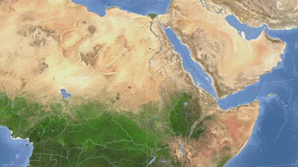 Sudan Och Dess Grannskap Avlägset Snedt Perspektiv Ingen Kontur Satellitbilder — Stockfoto
