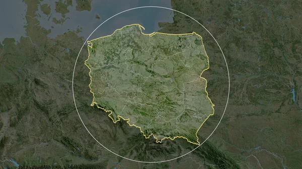 Polonia Zoomata Cerchiata Immagini Satellitari Rendering — Foto Stock