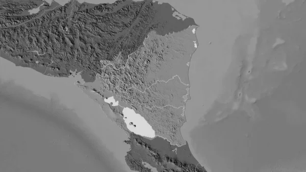 Obszar Nikaragui Dwupoziomowej Mapie Elewacji Projekcji Stereograficznej Surowa Kompozycja Warstw — Zdjęcie stockowe