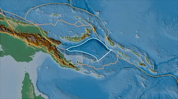 Тектонічна Плита Соломонового Моря Межі Суміжних Плит Мапі Рельєфу Проекції — стокове фото