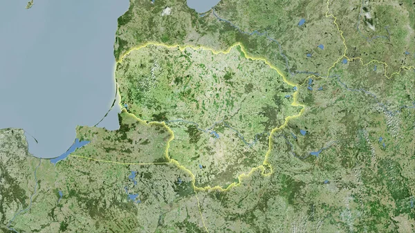 Litauen Auf Der Satelliten Karte Der Stereographischen Projektion Rohe Zusammensetzung — Stockfoto