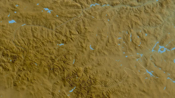 Arhangay Provinsen Mongoliet Färgade Skuggdata Med Sjöar Och Floder Form — Stockfoto