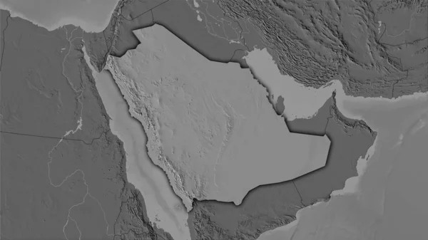 Área Arabia Saudita Mapa Elevación Bilevel Proyección Estereográfica Composición Cruda — Foto de Stock