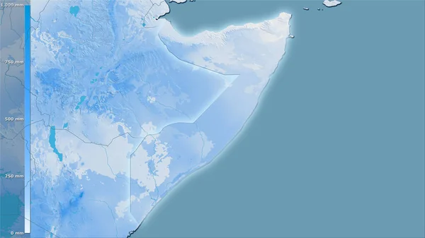 Précipitations Des Quartiers Les Chauds Région Somalienne Dans Projection Stéréographique — Photo