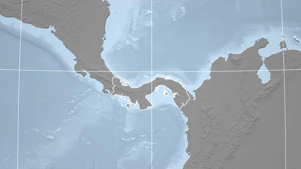 Panama Nachbarschaft Ferne Perspektive Mit Umriss Des Landes Graustufen Höhenkarte — Stockfoto