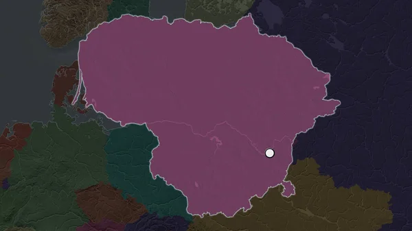 Zone Mise Évidence Lituanie Avec Point Capital Sur Carte Désaturée — Photo