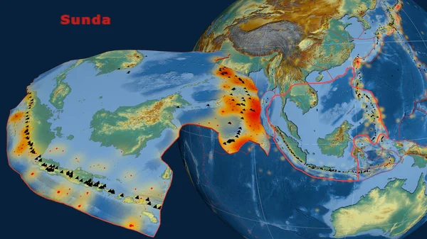 Sunda Tektonische Platte Beschrieben Extrudiert Und Gegen Den Globus Präsentiert — Stockfoto