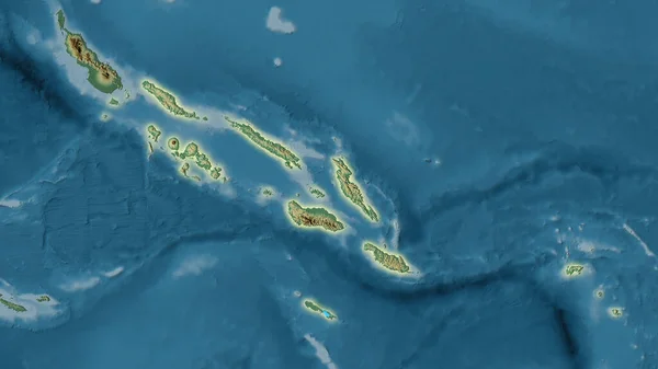 Área Las Islas Salomón Mapa Topográfico Relieve Proyección Estereográfica Composición —  Fotos de Stock